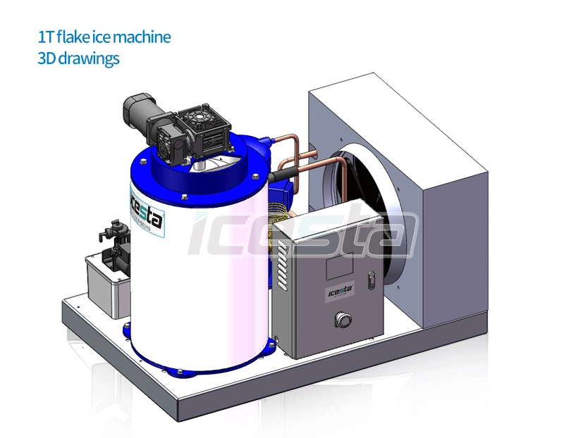 Icesta 300kg 500kg 1000kg 1ton Easy Control High Reliable Commercial Ice Flake Machine