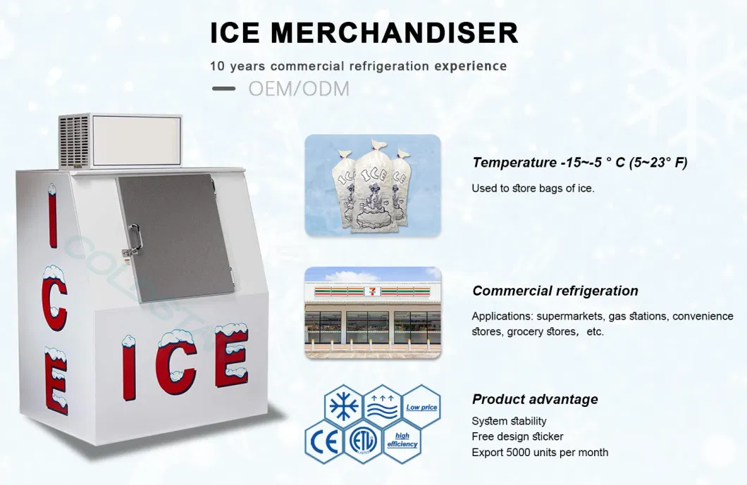 Ice Merchandiser Outdoor Single Door Ice Stockage Bin